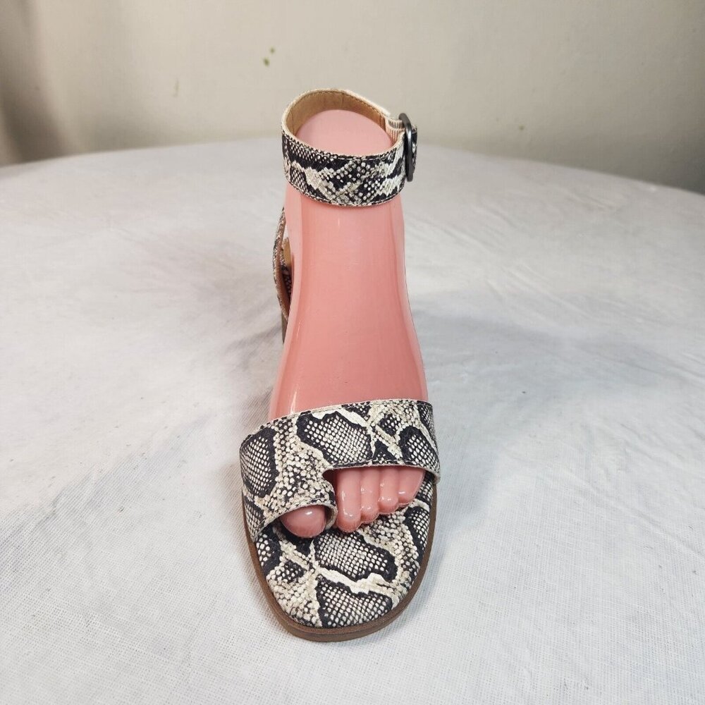 Lucky Brand Size 7.5 Women' Sandals Loklin Snake Print Ankle Strap Brown (32) - Picture 7 of 11
